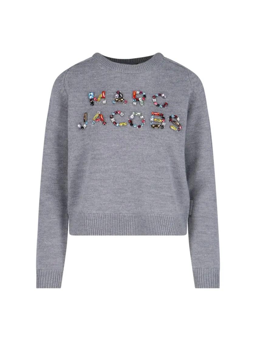 Thumbnail - Marc Jacobs - Gem-Embellished Merino Sweater – Grey - Größe M - grau