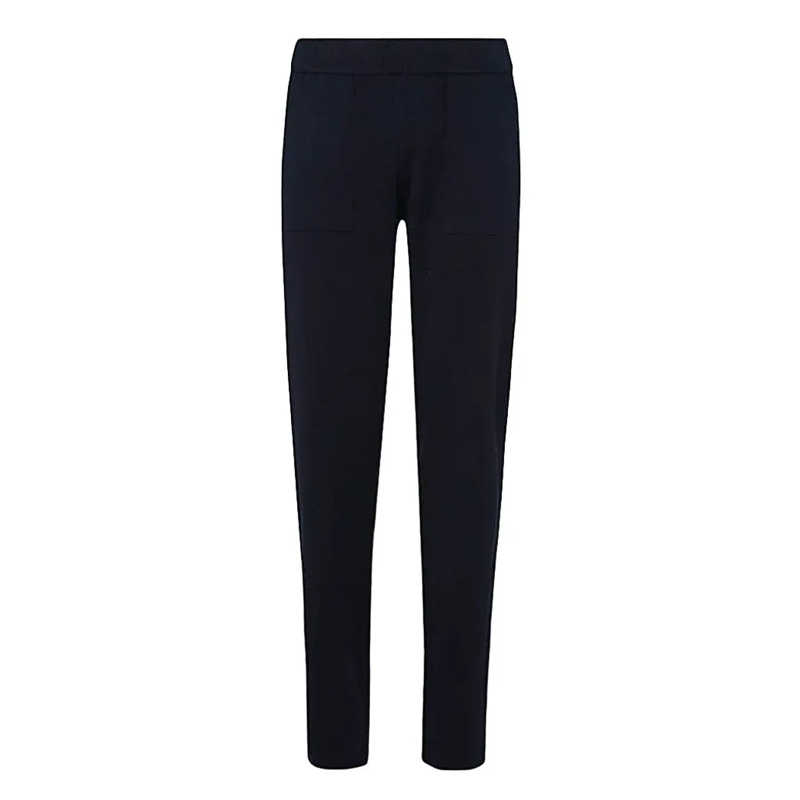 Malo Pantalon Slim Tapered Trousers With Elastic Waistband And Black