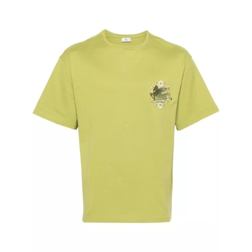 Etro Pegaso T-Shirt Green Motif Yellow 