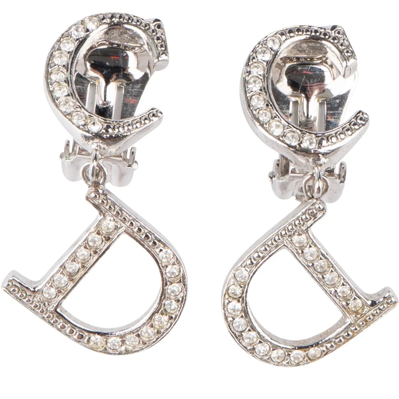 Christian Dior  Christian Dior Crystal D Earclips silber