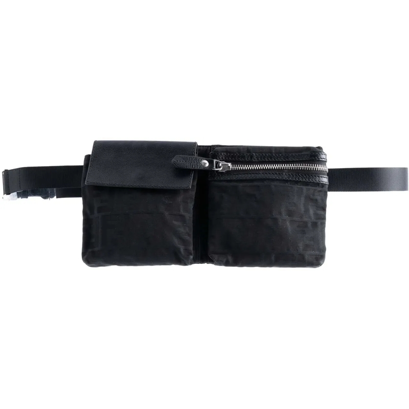 Fendi Gürteltasche Zucca Canvas Double Pocket Belt Bag schwarz