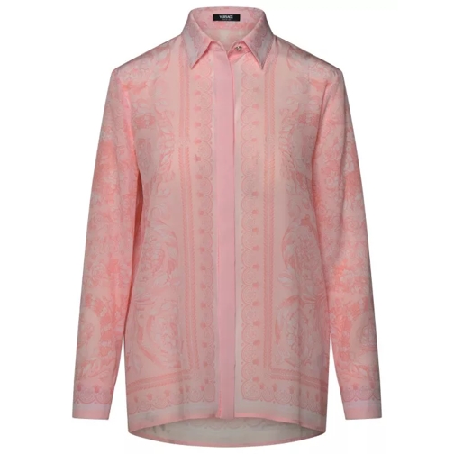 Versace Barocco Pink Silk Shirt Pink 