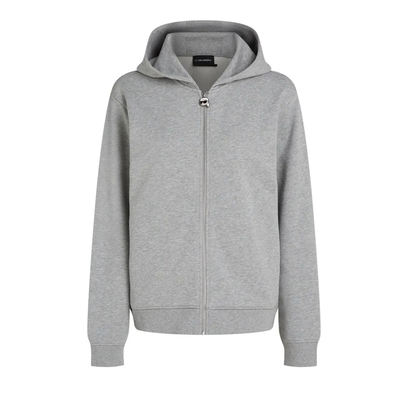 Karl Lagerfeld  Ikon Kapuzenpullover mit Reißverschluss Hoodie hell-grau