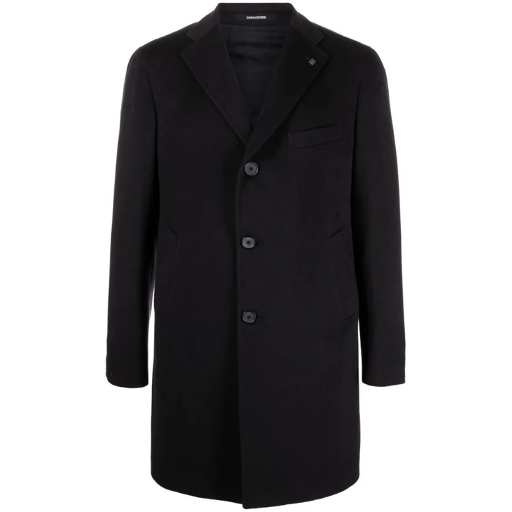 Tagliatore Tailored Black Coat With Classic Lapel And Button Black Blazer