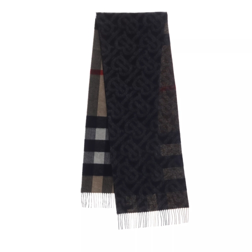 Burberry Reversible Check And Monogram Scarf Cashmere Black/Beige Kashmirsjal