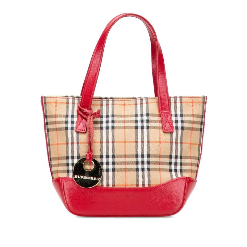 Burberry Tote Haymarket Check Canvas Handbag braun