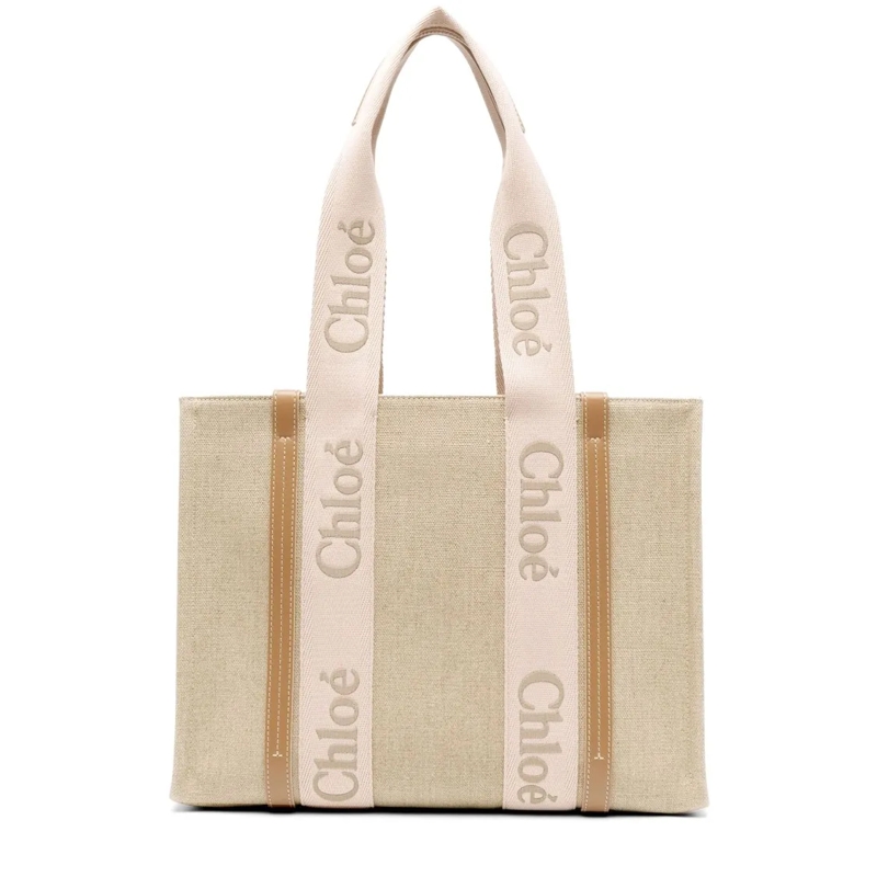 Chloé Fourre-tout Medium Tote Bag With Silhouette And Branding Strap Neutrals