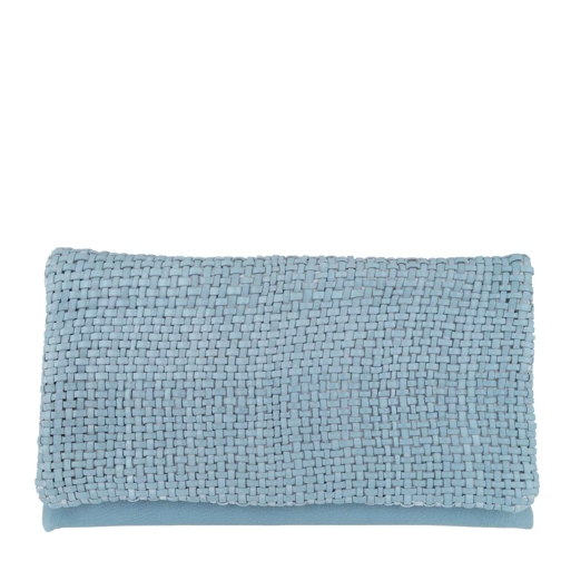 Abro Mini Eleonor Weave Leather Fold Over Clutch Light Blue Pochette