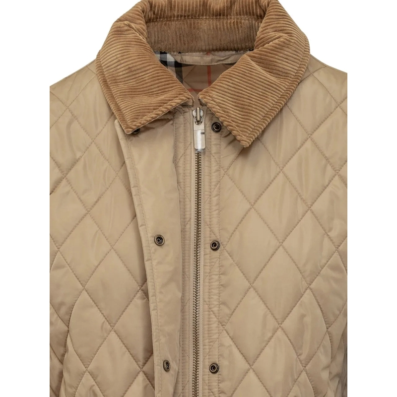 Burberry Veste de transition Giacca Trapuntata con Colletto in Velluto beige(Image 4)