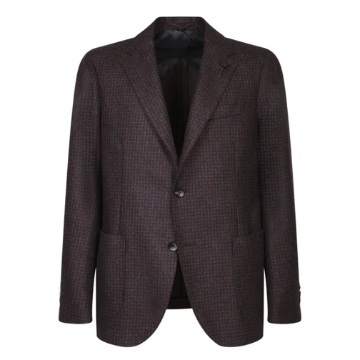 Lardini Two-Button Mixed Fabric Jacket Brown Blazer