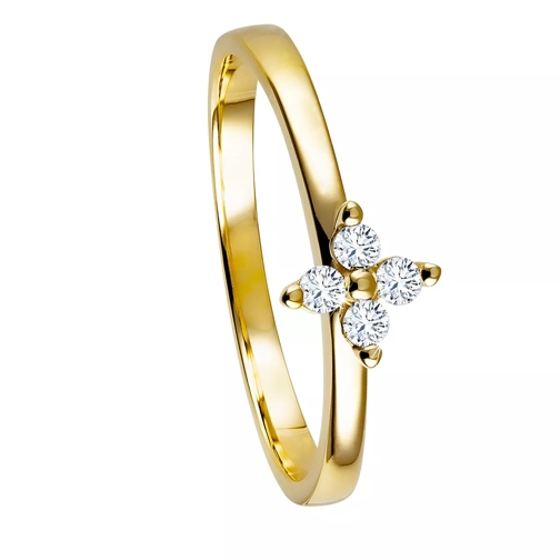 diamondline Ring 375 4 Diamonds total approx. 0,10 ct. H-si  Yellow Gold Bague diamant
