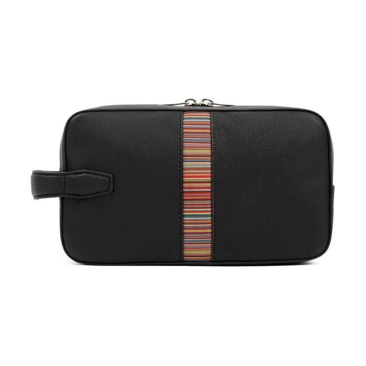 Paul Smith Crossbody Bags - Black Leather Signature Stripe Washbag - Gr. unisize - in Schwarz - für Damen