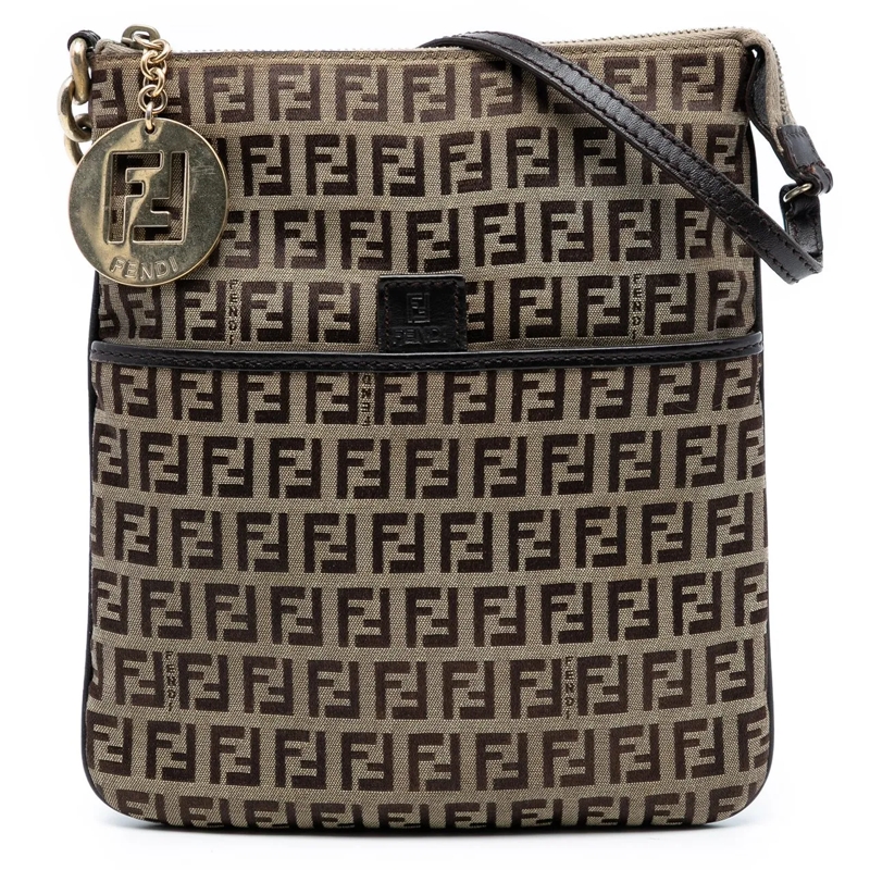 Fendi Schultertasche Zucchino Canvas Forever Crossbody braun