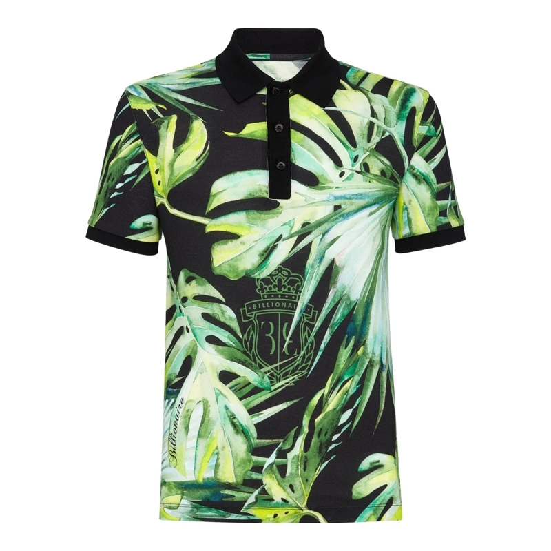 BILLIONAIRE Top Poloshirt Palms schwarz