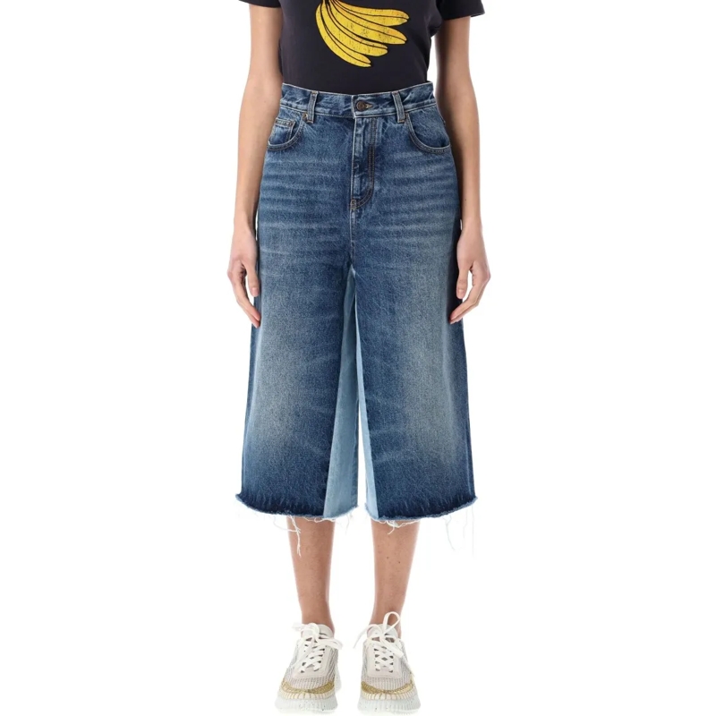 Chloé Short décontracté Patchwork Bermuda Shorts Blue