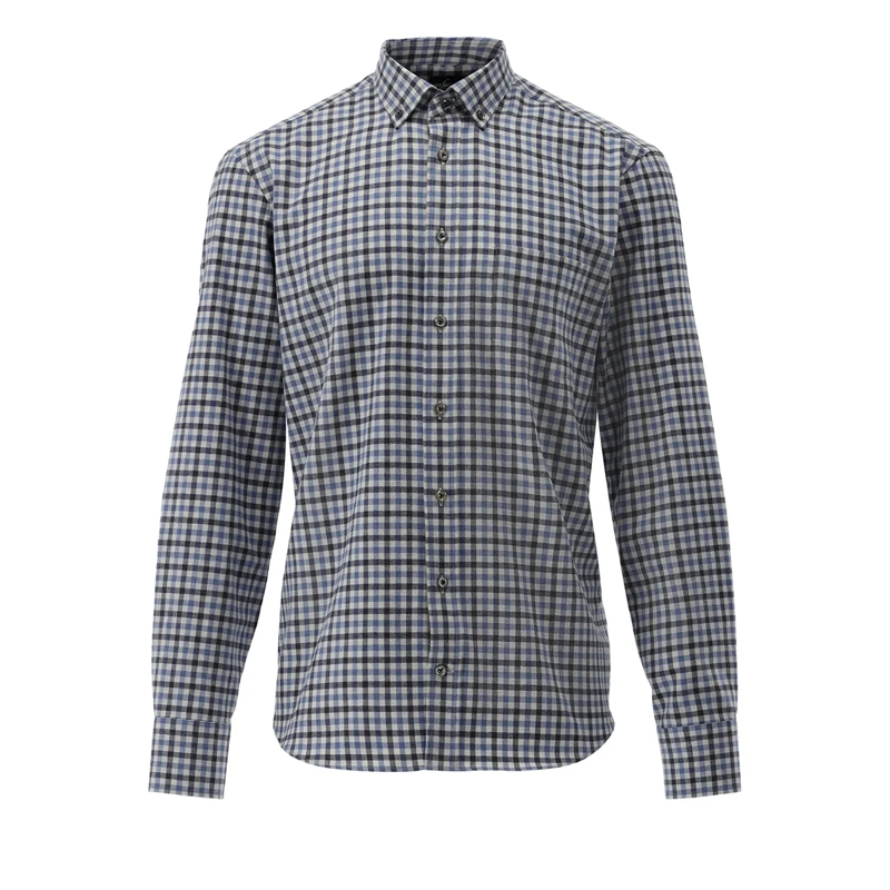 VAN LAACK Hemd Hemd Tailor Fit Karo dunkel-blau