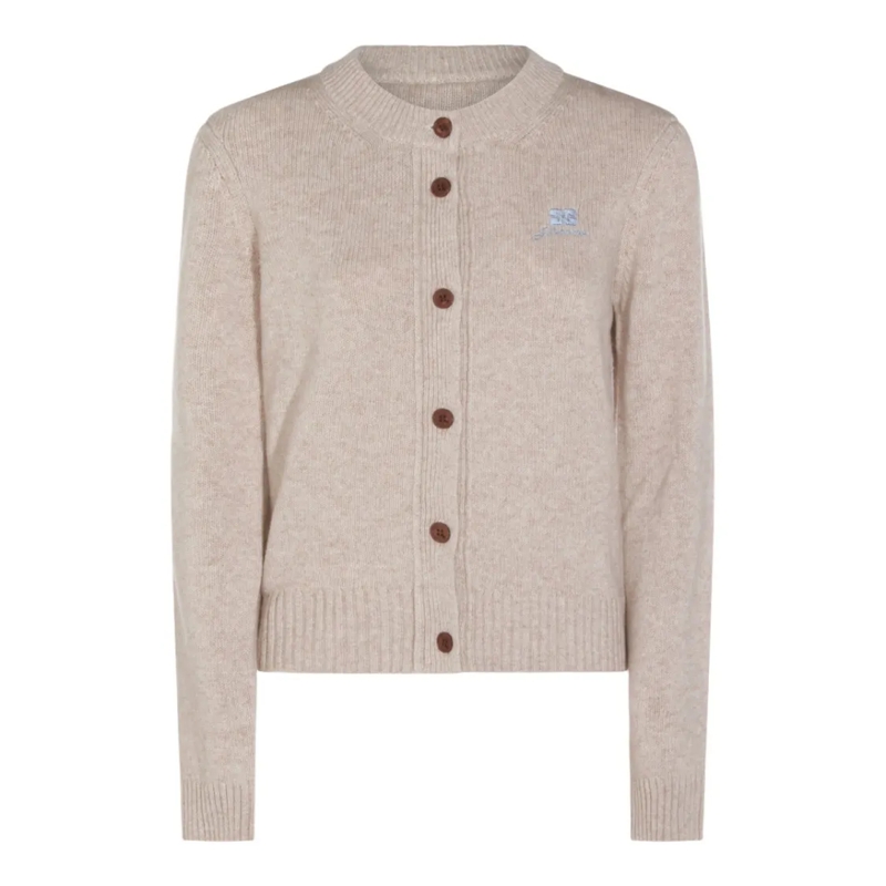 GANNI Strickjacke Knitted Sweater With Button-Down Front Neutrals