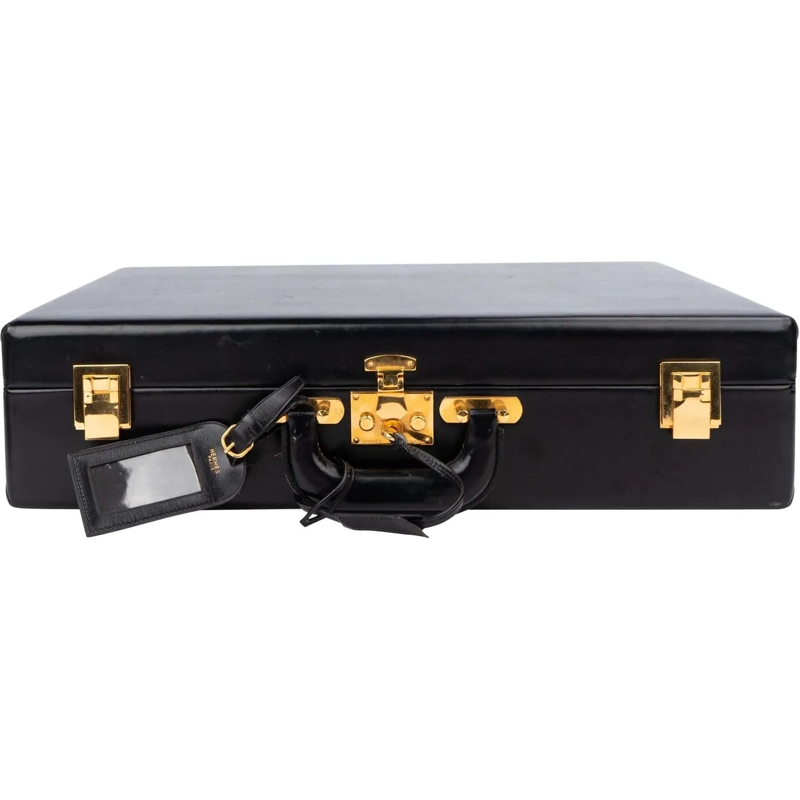 Hermès Fourre-tout Hermes Black Boxcalf Briefcase Aktenkoffer schwarz