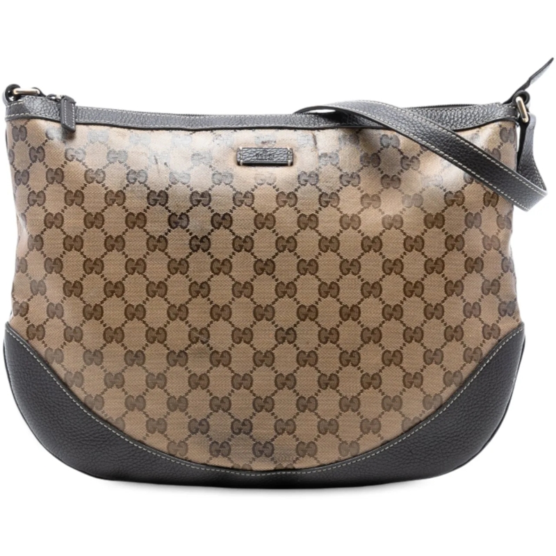 Gucci Schultertasche Large GG Crystal Half Moon Crossbody braun