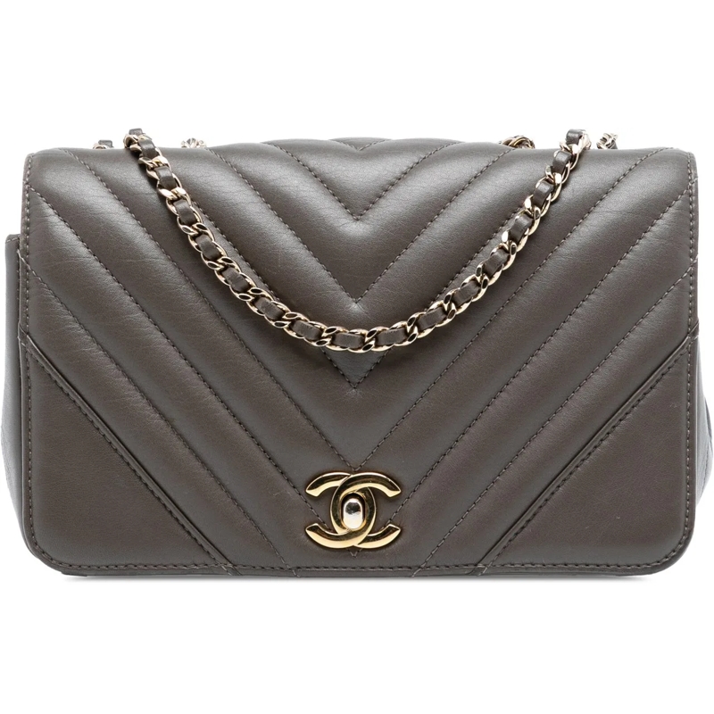 Chanel Sac à bandoulière Small Chevron Lambskin Statement Flap braun