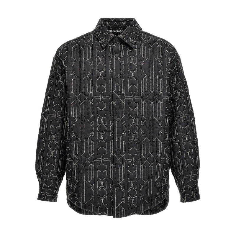 Palm Angels  All Monogram Quilted Dover Jacket Grey