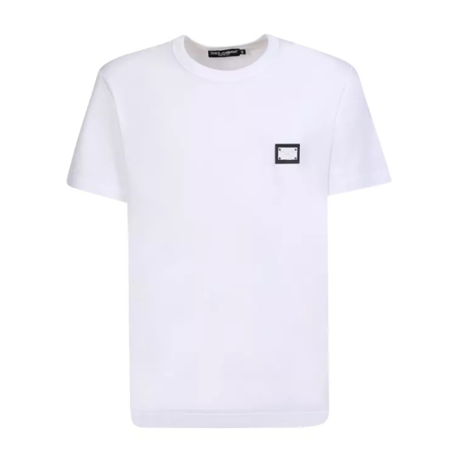 Dolce&Gabbana Silver Plaque Soft Cotton T-Shirt White T-Shirts