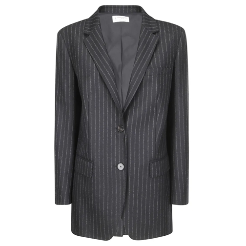 Alberto Biani Blazer Pinstriped Wool Jacket Black