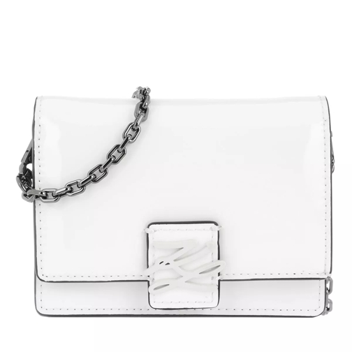 Karl Lagerfeld Autograph Wallet On Chain Patent Leather White Wallet On A Chain