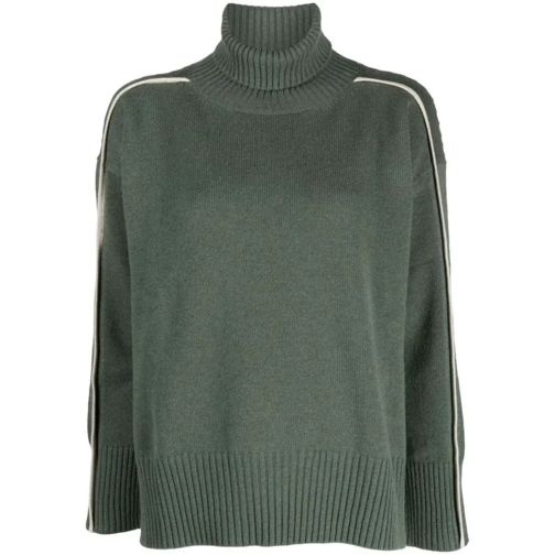 Lorena Antoniazzi Pull à col roulé Roll-Neck Piped-Trim Detail Knitwear Jumper Green