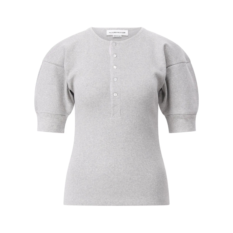 Victoria Beckham Hemd T-Shirt mit Ballonärmel Grau