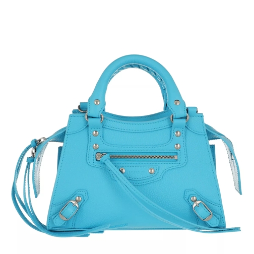 Balenciaga Neo Classic Mini Top Handle Bag Grained Calfskin Azur Schooltas