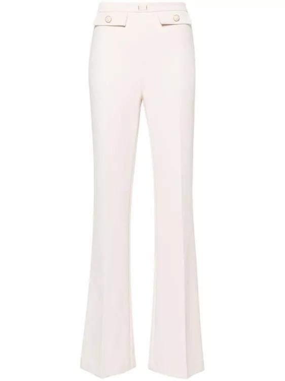 Elisabetta Franchi - Beige Crepe Texture Logo-Embossed Pants - Größe 44 -