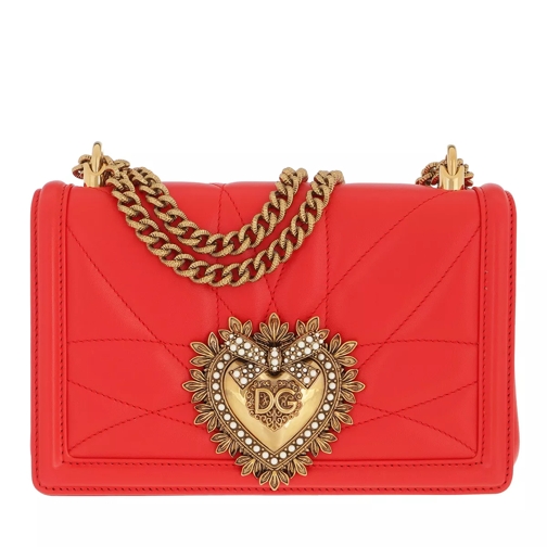 Dolce&Gabbana Devotion Bag Medium Matelassè Leather Red Crossbody Bag