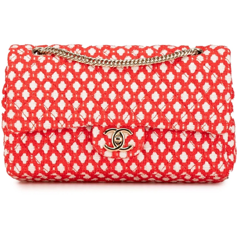 Chanel Fourre-tout Jumbo Tweed Double Flap rot