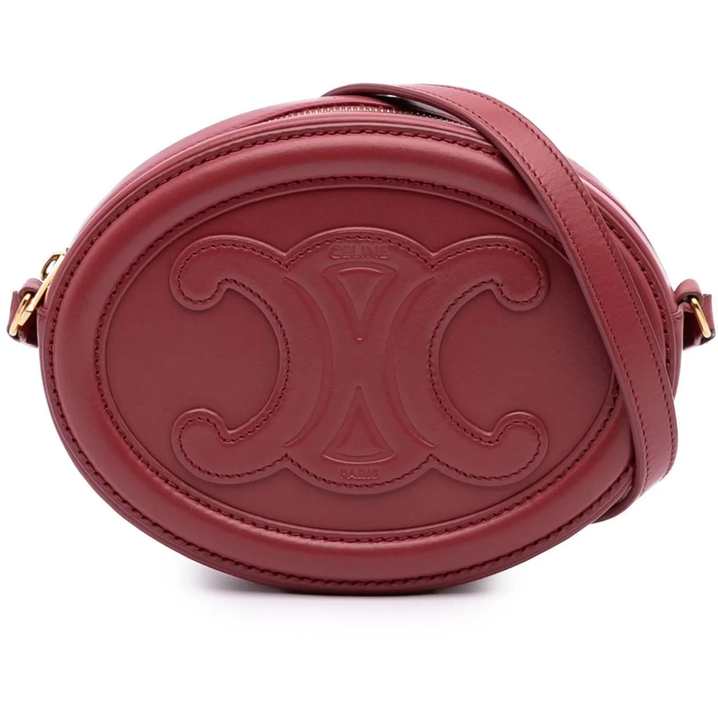 Celine Schultertasche Small Calfskin Cuir Triomphe Oval Crossbody rot