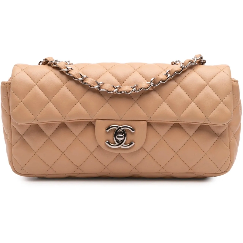Chanel Sac à bandoulière Classic Lambskin East West Single Flap braun