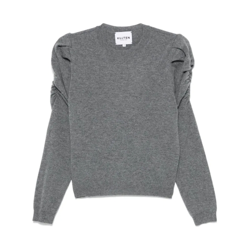 Kujten Pullover Ruched Detail Cashmere Sweater In Anthracite Grey Grey