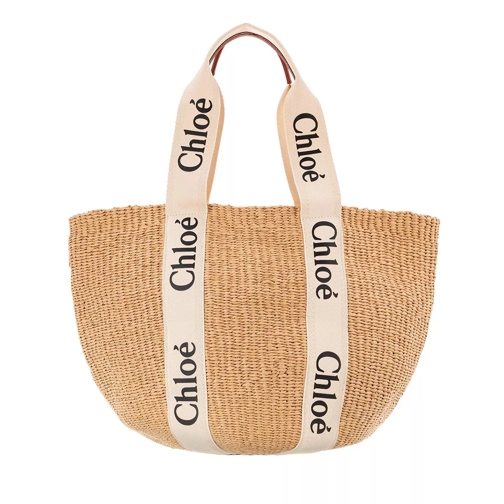 Chloé Mifuko Large Woody Logo Basket Fair-Trade Paper White Borsa a cestino