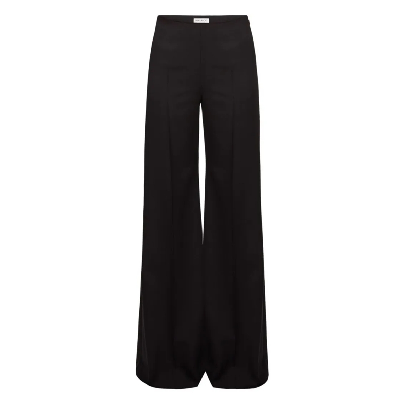 Nina Ricci  Flared Tailored Trousers In Virgin Wool Gabardine Black