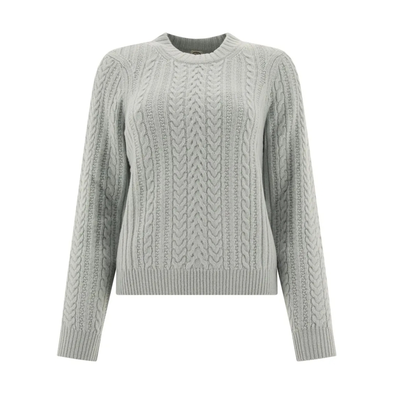Ines De La Fressange Pull Intricately Braided Knit Sweater Grey