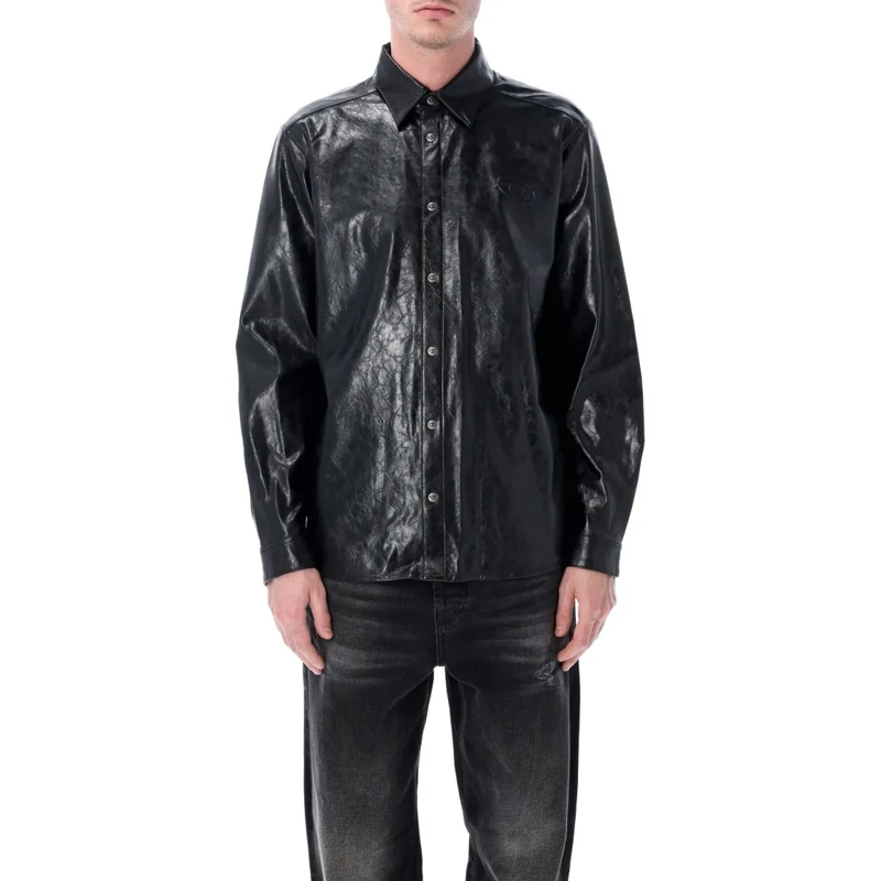Diesel Chemise Leather-Effect S-Simply-Qmbu Shirt Black