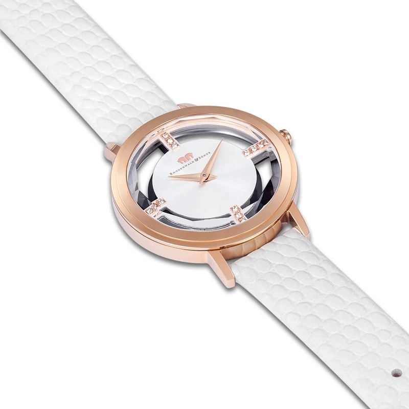 Rhodenwald & Söhne Automatikuhr Damen Armbanduhr Lucrezia Echtleder rosegold(Image 5)