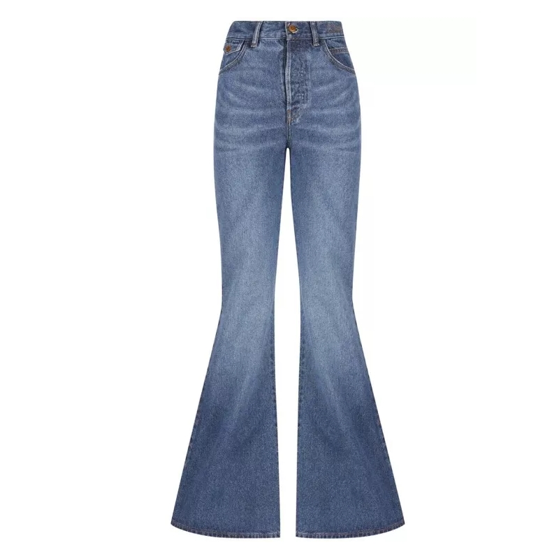 Chloé Ausgestellte Jeans Cotton Denim Flared Jeans Blue