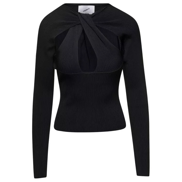 cut out neck long sleeve top