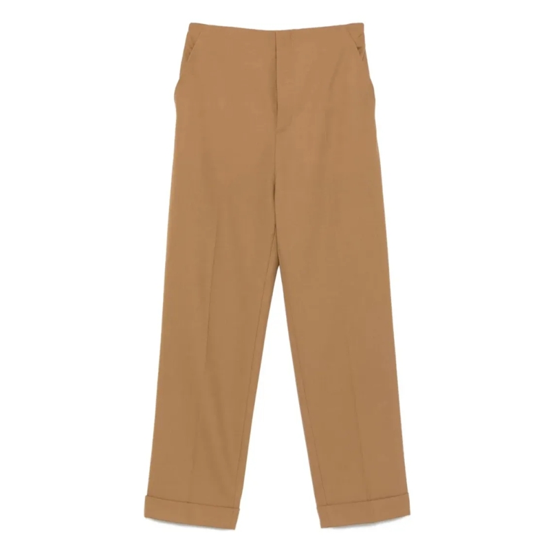 Alberta Ferretti  Straight-Leg Tailored Pants With Mid-Rise Waist Neutrals
