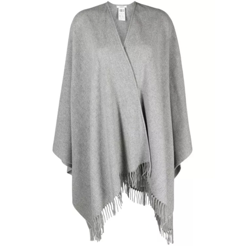 Peserico Asyemmtric-Hem Virgin-Wool Knitwear Cape Grey 