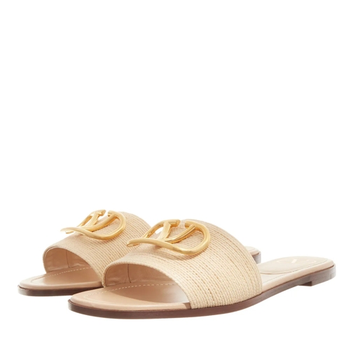 Valentino Garavani Slide Vlogo Signature Sandals Natural