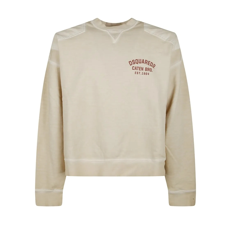 Dsquared2  Oversized Crewneck Sweatshirt With Unique Shoulder Neutrals