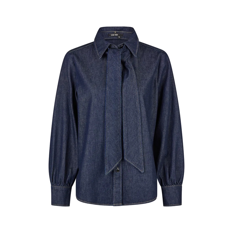 Marc Aurel Schluppenbluse Schluppenbluse- Stehkragen- Stehkragen mit Schl blau