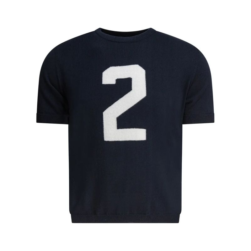 Rakki' T-shirt Cropped Blue T-Shirt With Ribbed Neckline Blue